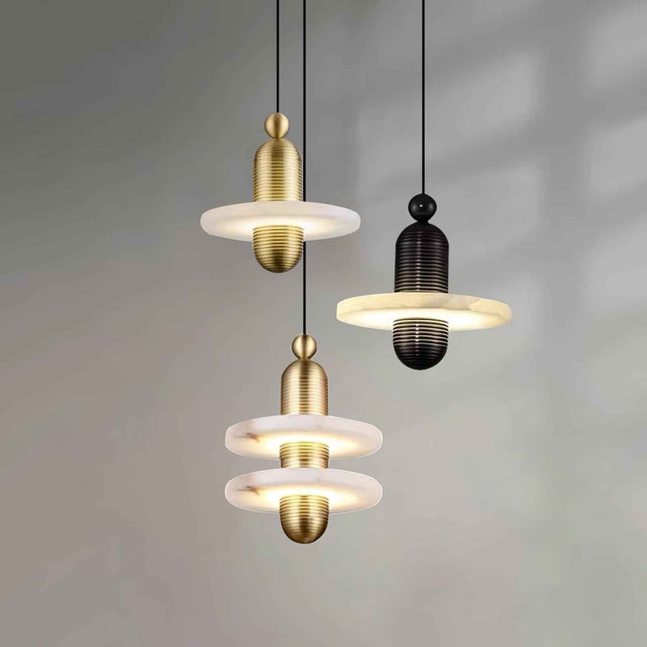 Orion Suspension Laiton Brossé Alabastre - Neutralighting