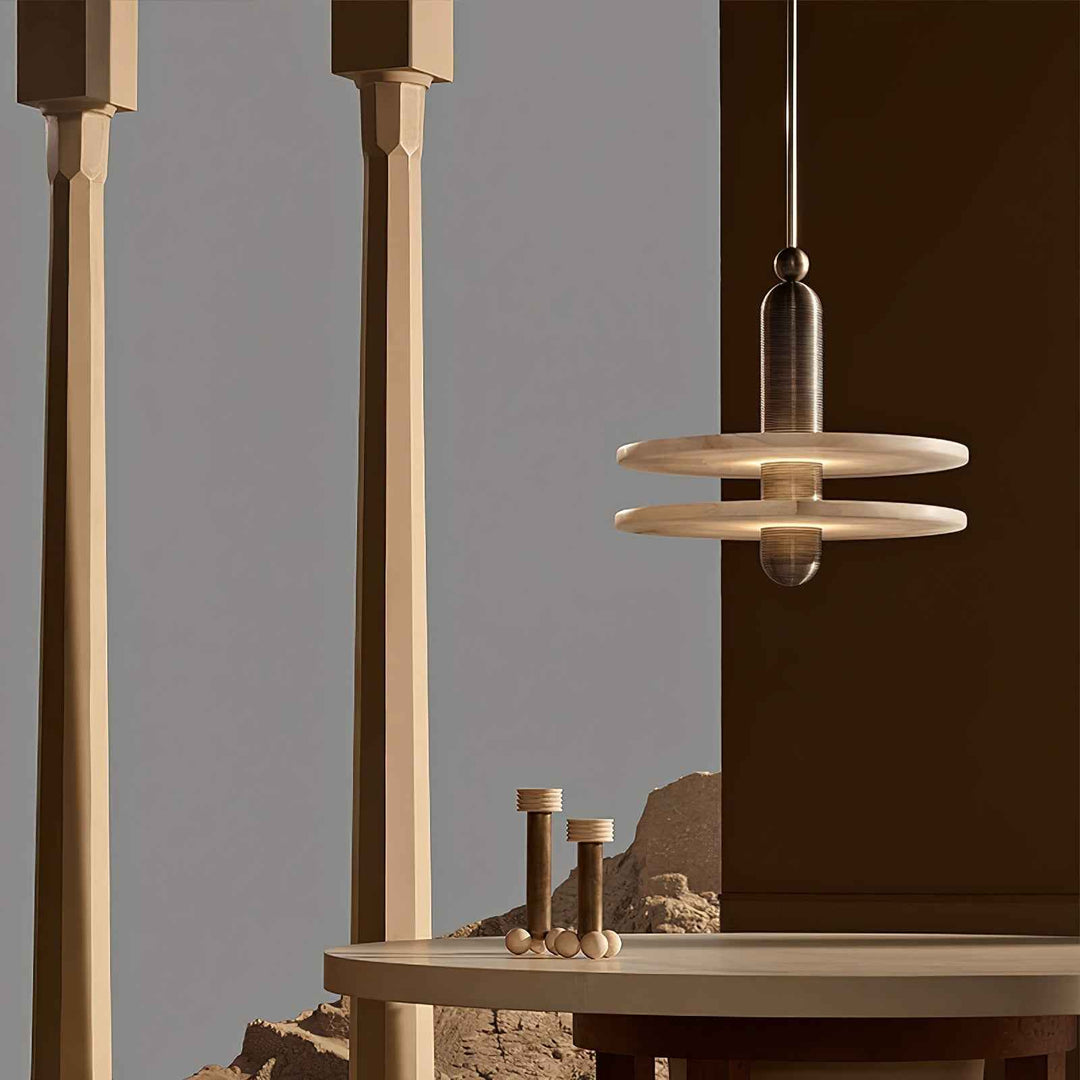 Orion Suspension Laiton Brossé Alabastre - Neutralighting