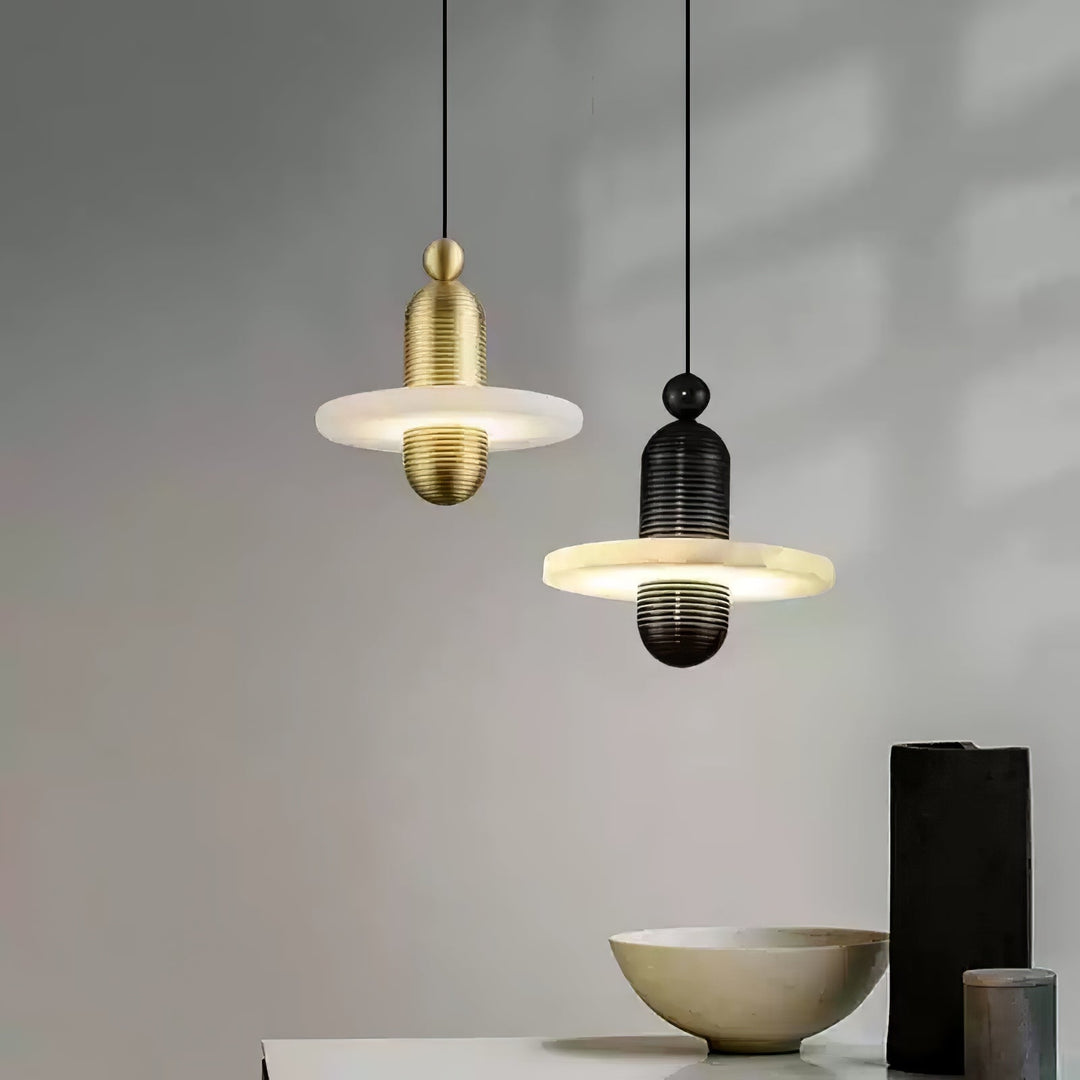 Orion Suspension Laiton Brossé Alabastre - Neutralighting