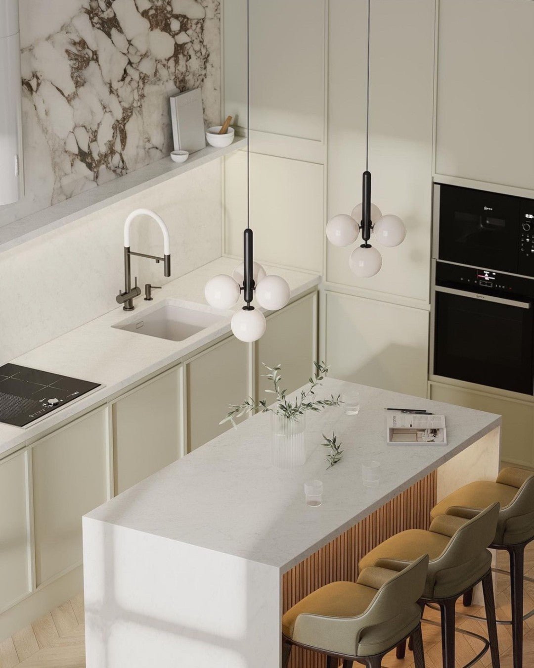 Azorila Suspension moderne minimaliste en laiton et verre - Neutralighting