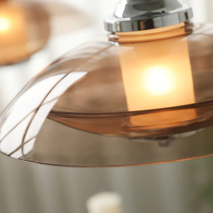 Arisha Suspension Luminaire Moderne Ronde LED Marron Verre Salon - Neutralighting