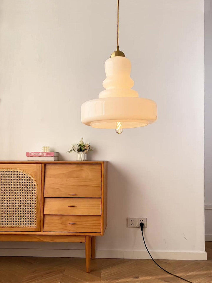 Lustra Suspension en Verre à Couches Style École pour Salon - Neutralighting