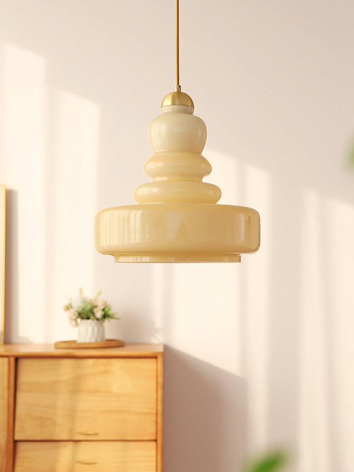 Lustra Suspension en Verre à Couches Style École pour Salon - Neutralighting