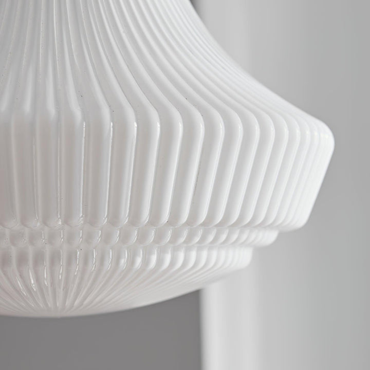Solara Suspension en Verre Opale Canneleur Cloche Laiton Vintage - Neutralighting
