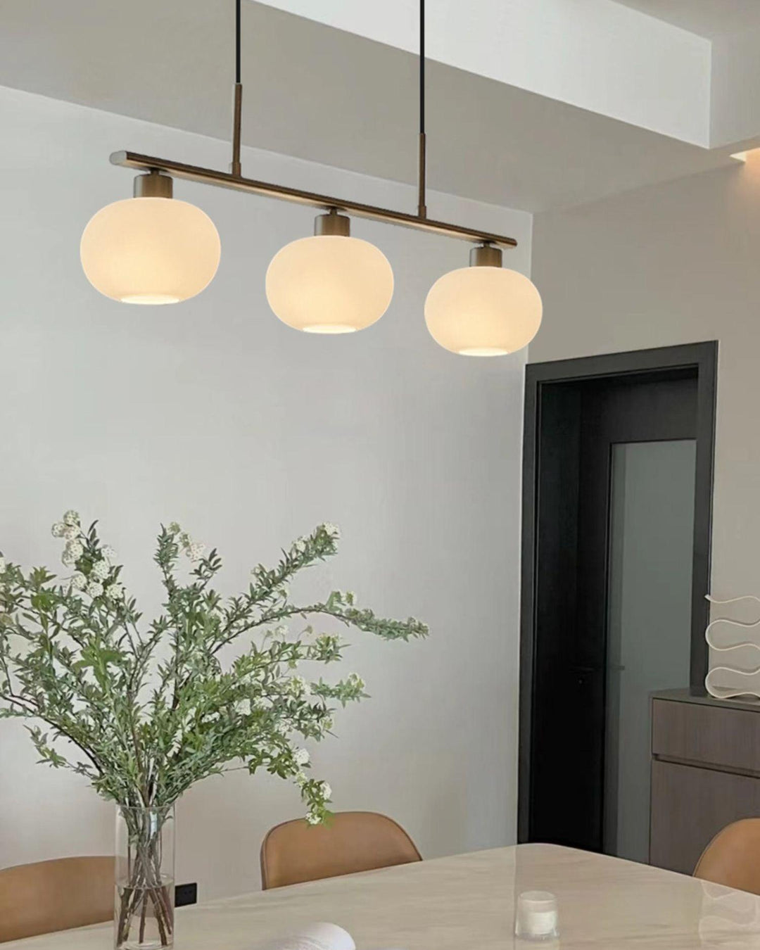 Lustra Suspension Lampe Linéaire à 3 Lumières en Forme de Globe - Neutralighting