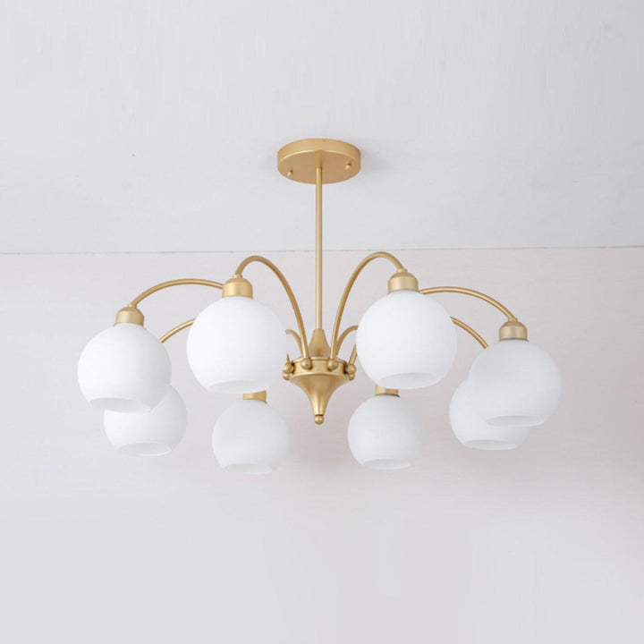 Lustra Chandelier Sculptural Verre Doré Moderne 8-Lumières - Neutralighting