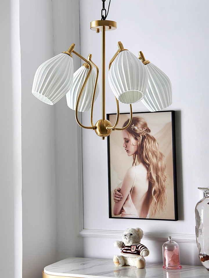 Lustra Chandelier en Céramique Canneleur Sculptural en Verre Élégant - Neutralighting