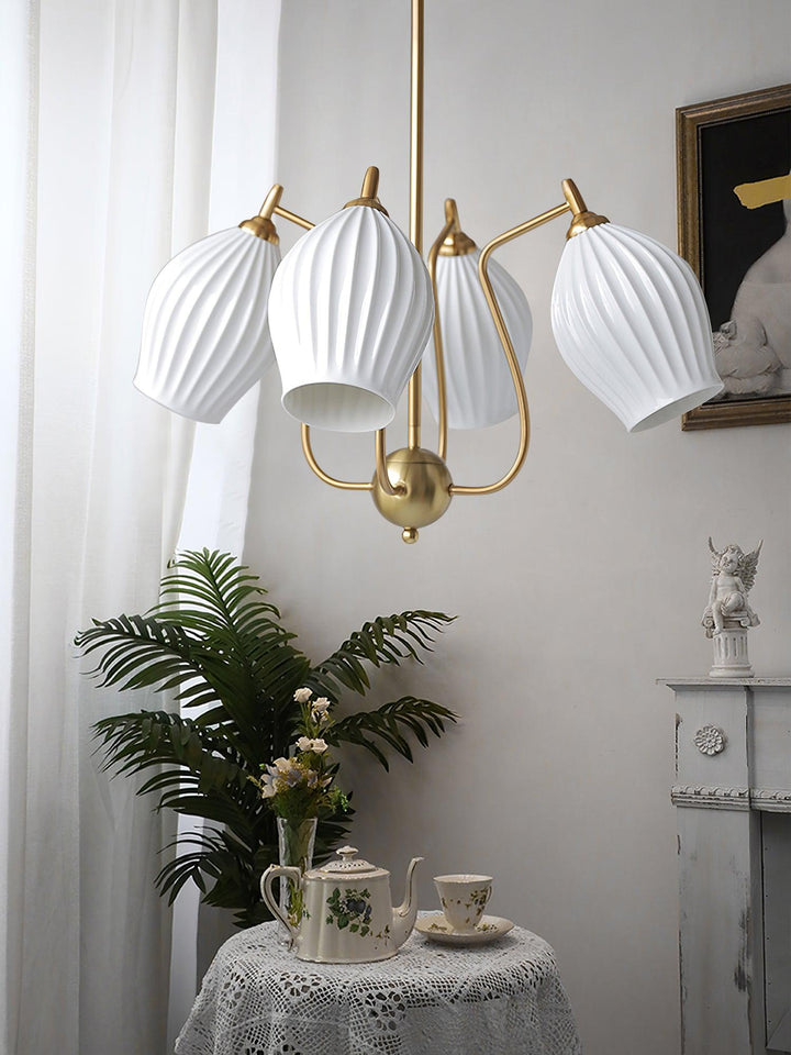 Lustra Chandelier en Céramique Canneleur Sculptural en Verre Élégant - Neutralighting