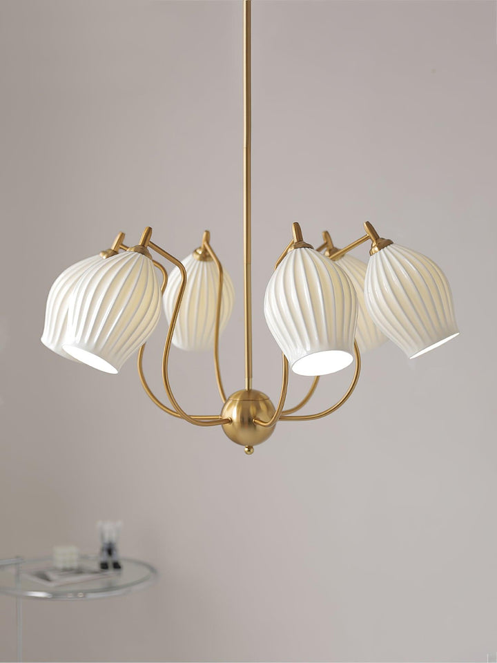Lustra Chandelier en Céramique Canneleur Sculptural en Verre Élégant - Neutralighting