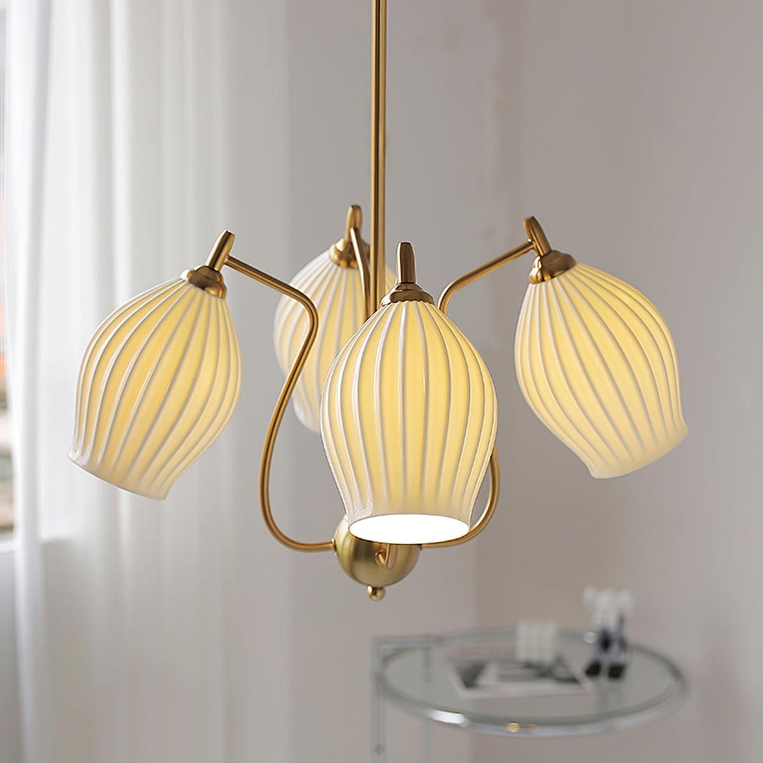 Lustra Chandelier en Céramique Canneleur Sculptural en Verre Élégant - Neutralighting