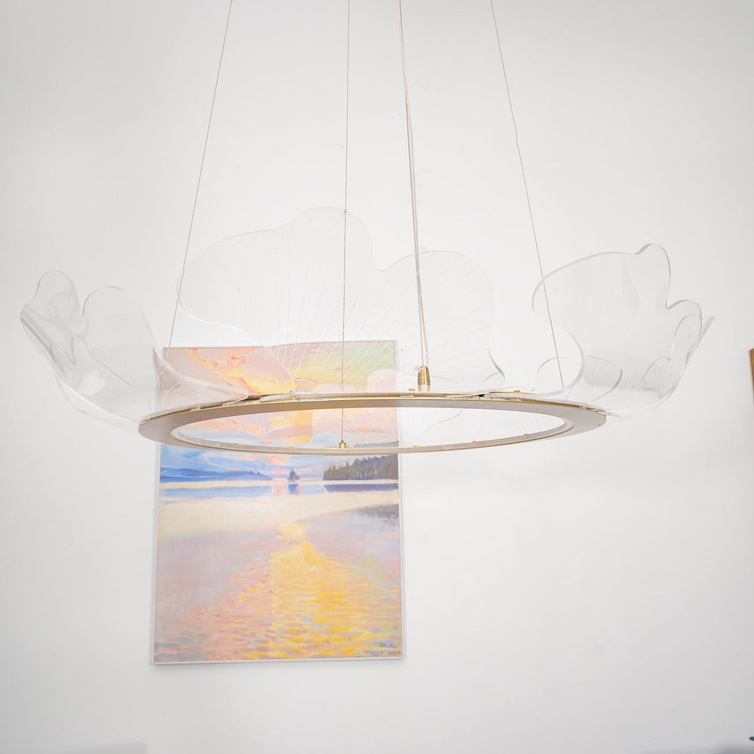 Lustra Suspension en Acrylique Givré Anneau Floral - Neutralighting