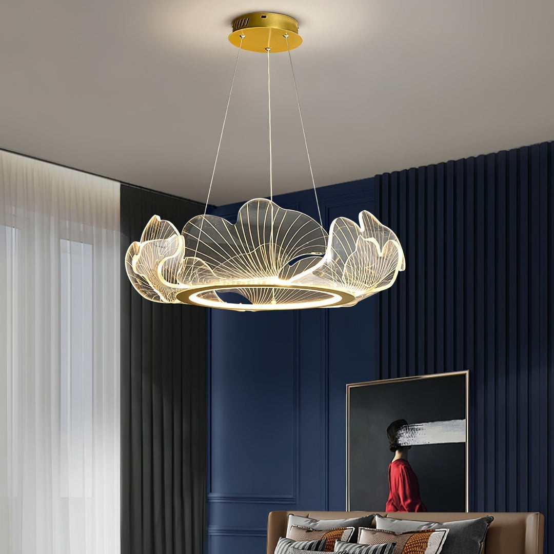 Lustra Suspension en Acrylique Givré Anneau Floral - Neutralighting