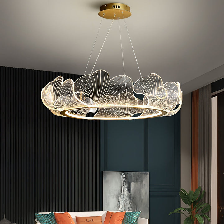 Lustra Suspension en Acrylique Givré Anneau Floral - Neutralighting