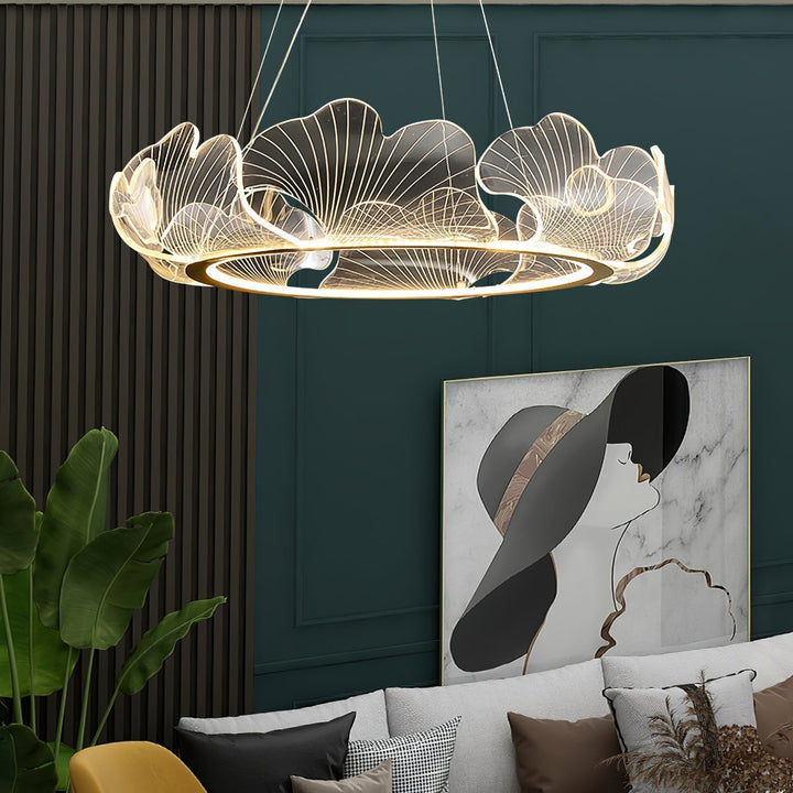 Lustra Suspension en Acrylique Givré Anneau Floral - Neutralighting