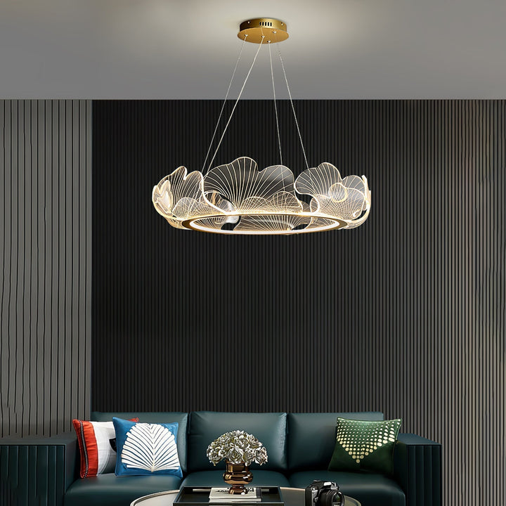 Lustra Suspension en Acrylique Givré Anneau Floral - Neutralighting