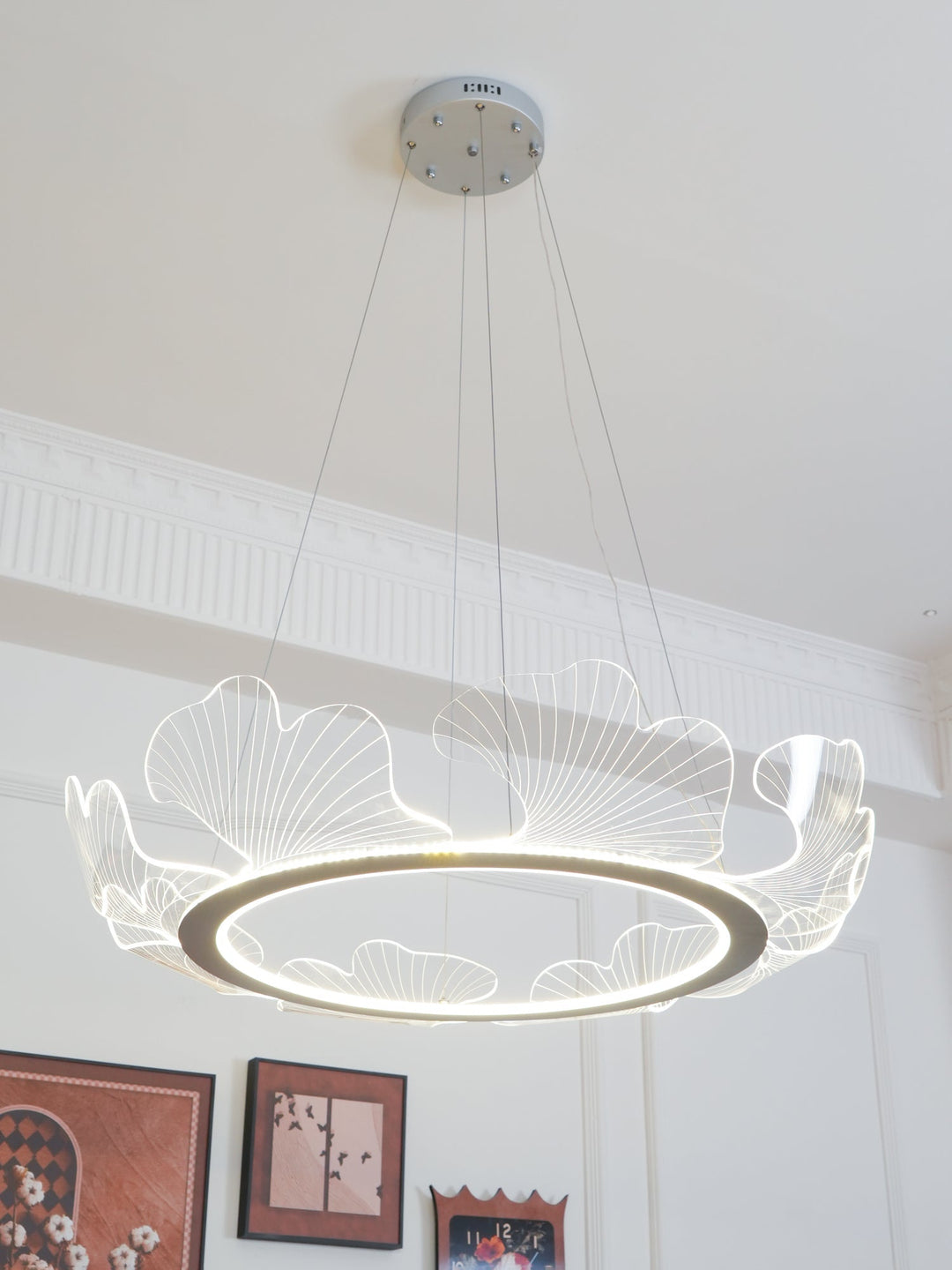 Lustra Suspension en Acrylique Givré Anneau Floral - Neutralighting