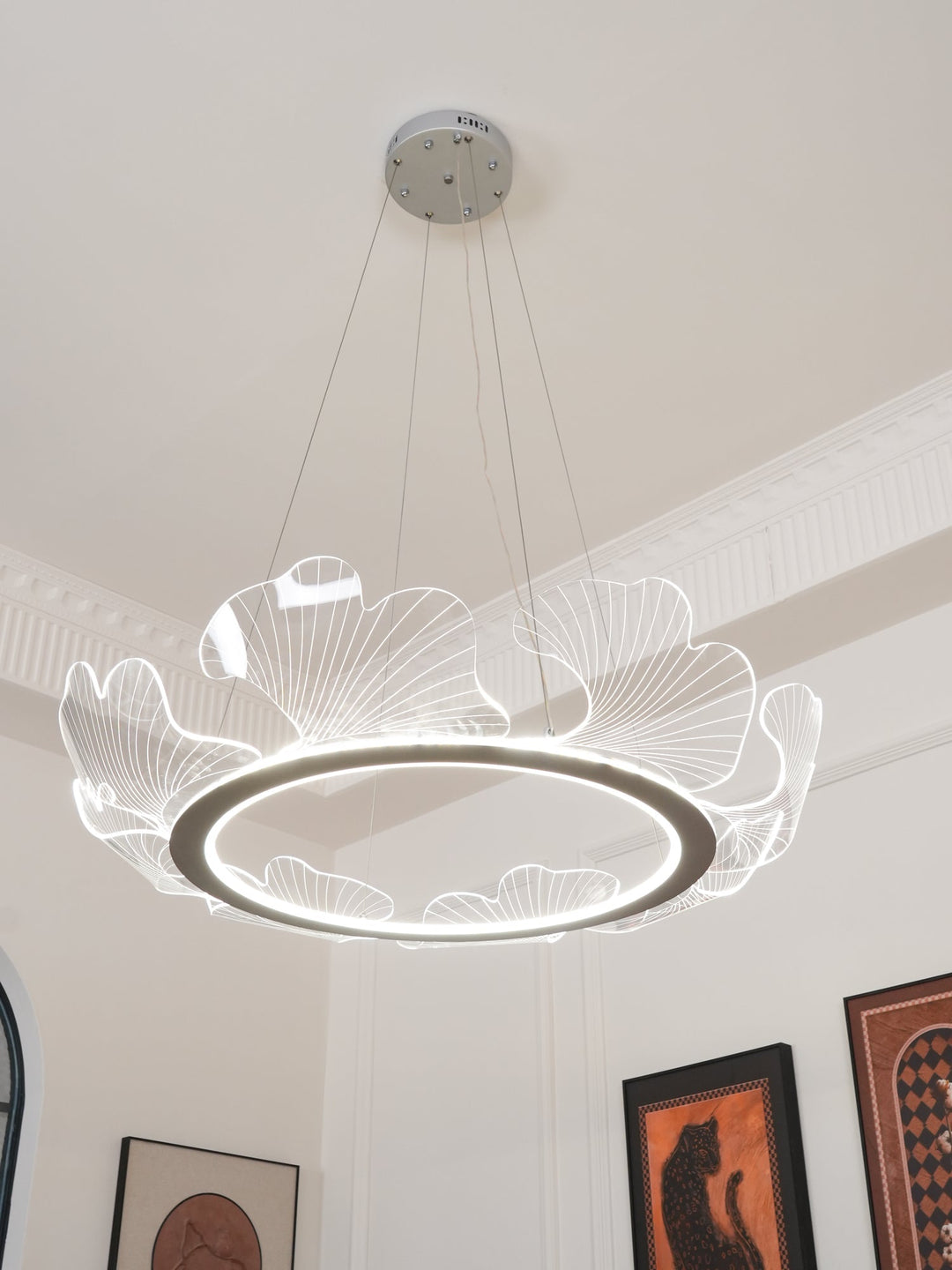 Lustra Suspension en Acrylique Givré Anneau Floral - Neutralighting