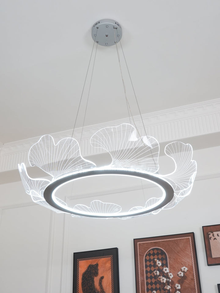 Lustra Suspension en Acrylique Givré Anneau Floral - Neutralighting