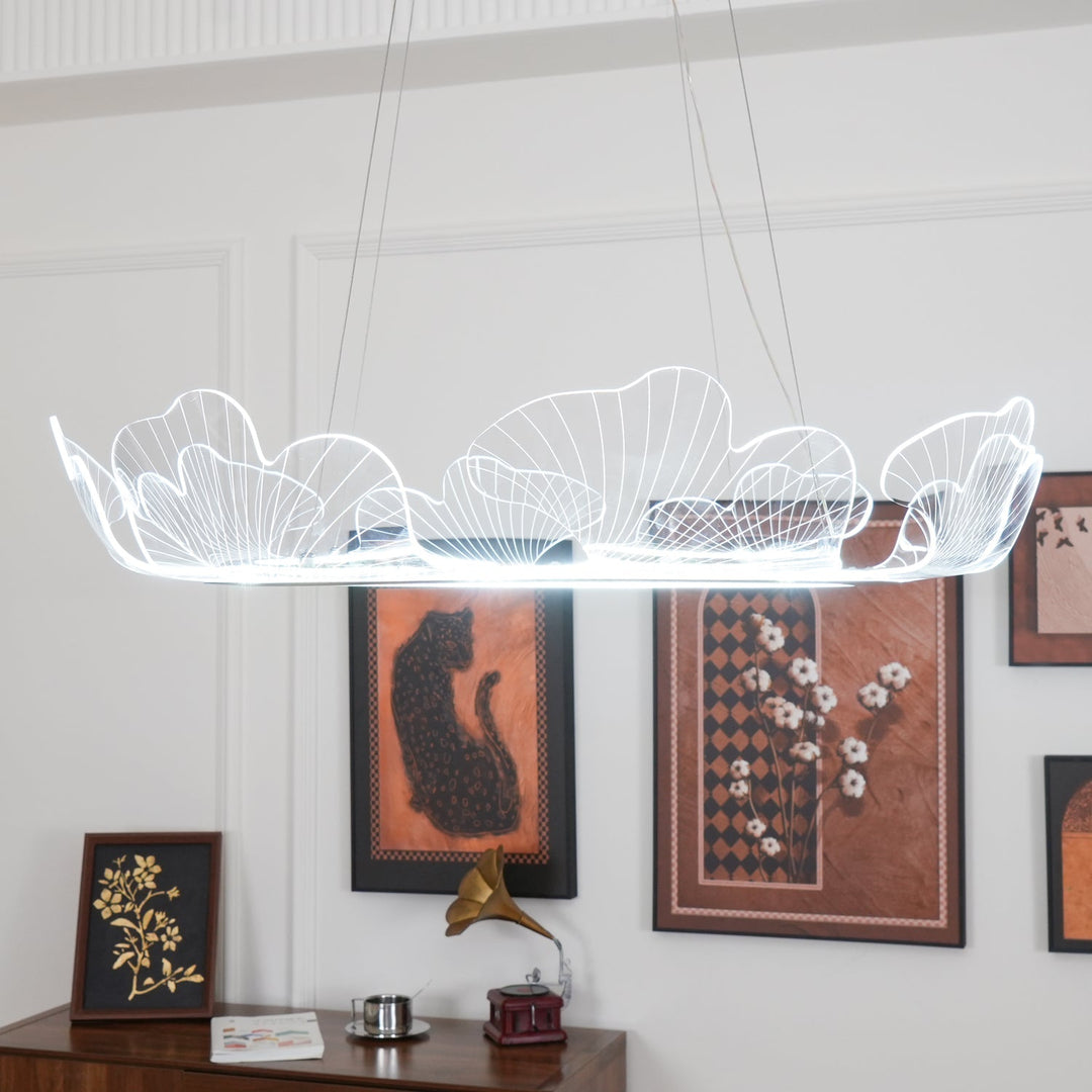 Lustra Suspension en Acrylique Givré Anneau Floral - Neutralighting