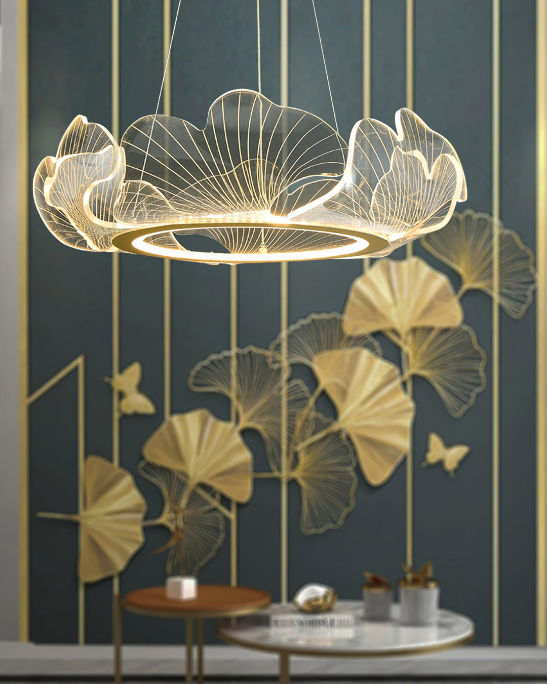 Lustra Suspension en Acrylique Givré Anneau Floral - Neutralighting