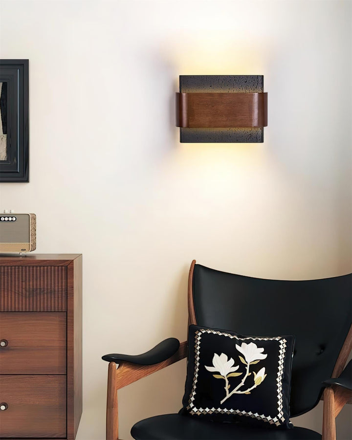 Ritta Lampe Murale Arc Fini Bois Travertin - Neutralighting