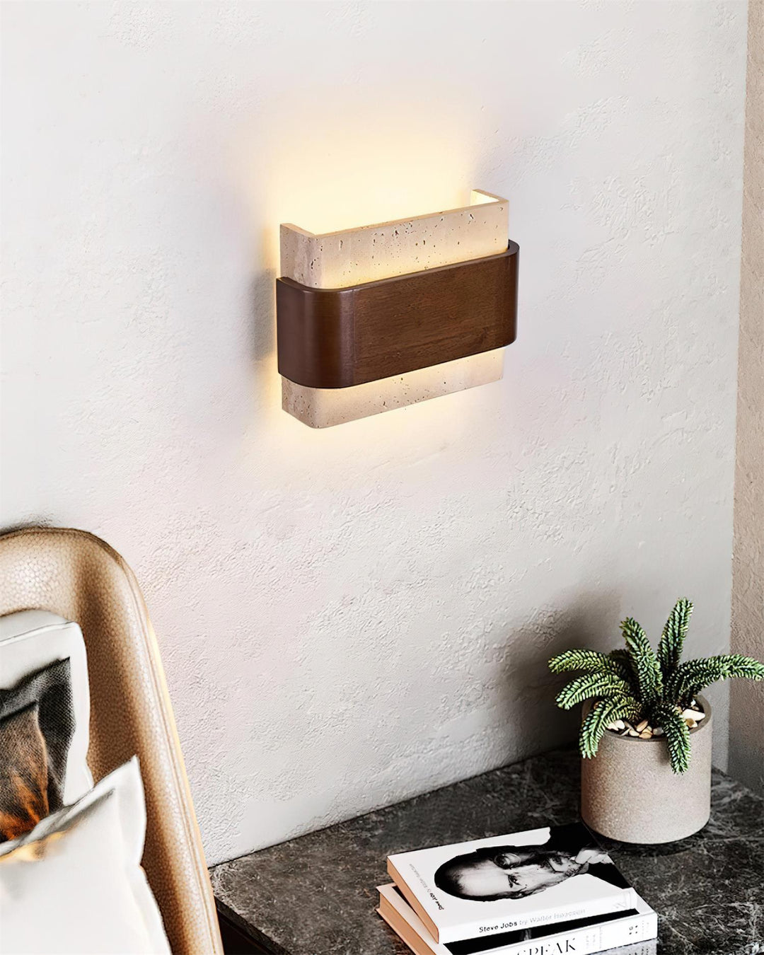 Ritta Lampe Murale Arc Fini Bois Travertin - Neutralighting