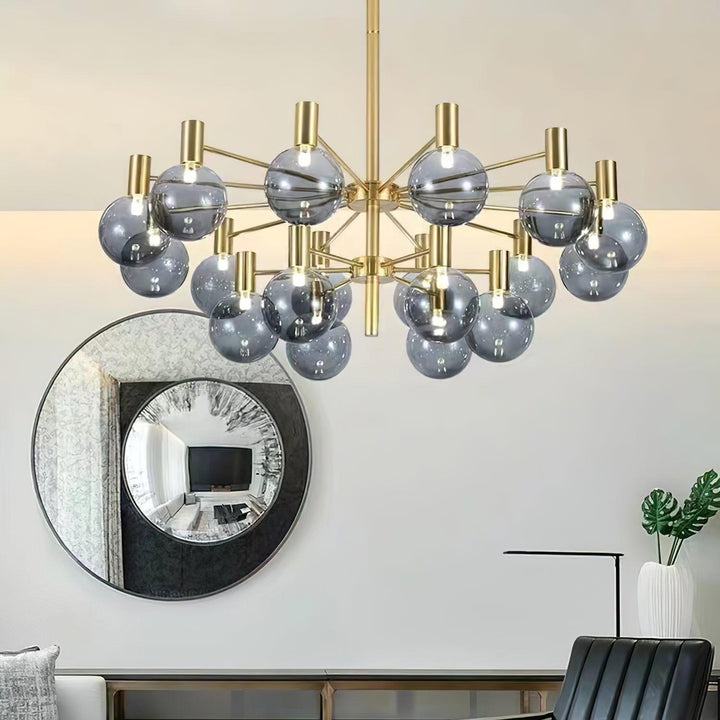 Lustra Chandelier Globe En Verre Cadre Doré Moderne - Neutralighting