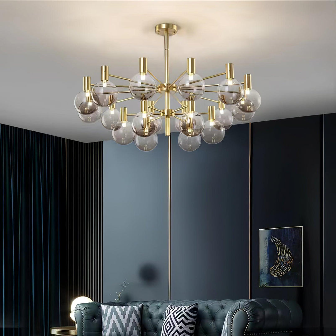 Lustra Chandelier Globe En Verre Cadre Doré Moderne - Neutralighting
