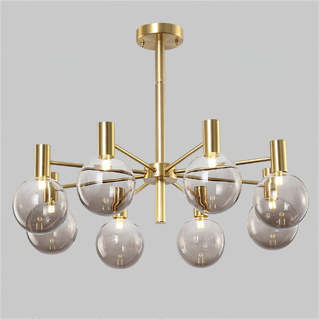 Lustra Chandelier Globe En Verre Cadre Doré Moderne - Neutralighting