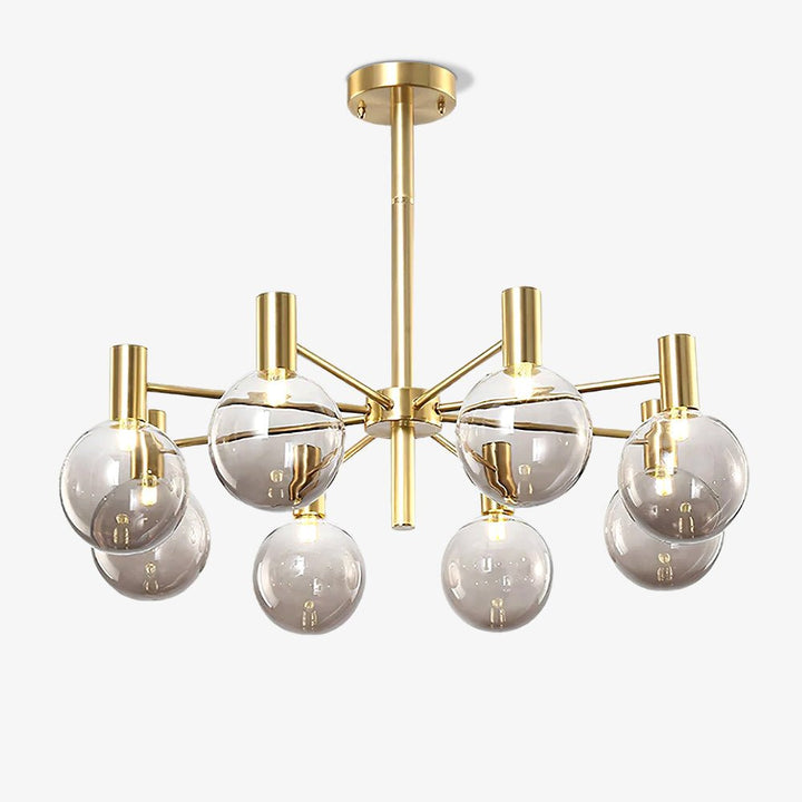 Lustra Chandelier Globe En Verre Cadre Doré Moderne - Neutralighting