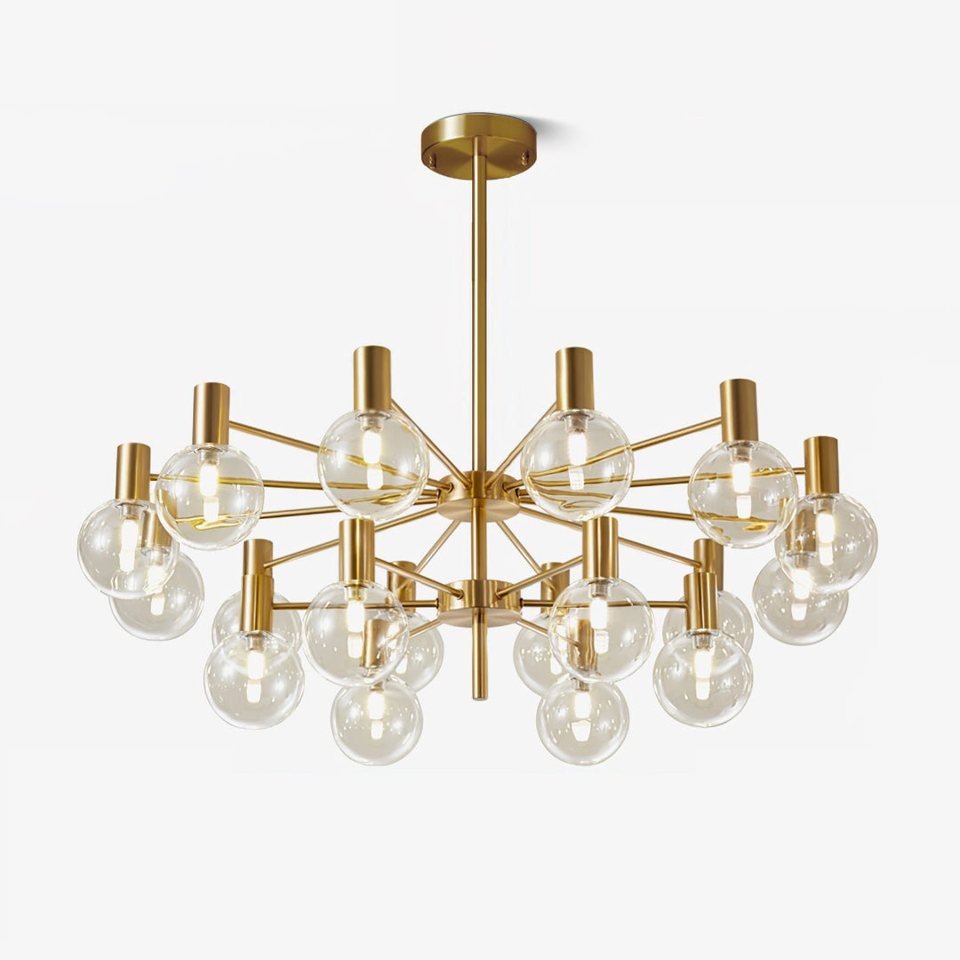 Lustra Chandelier Globe En Verre Cadre Doré Moderne - Neutralighting