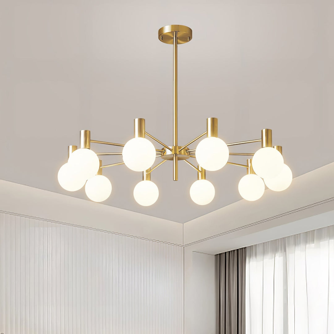 Lustra Chandelier Globe En Verre Cadre Doré Moderne - Neutralighting