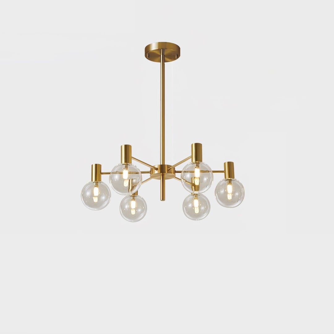 Lustra Chandelier Globe En Verre Cadre Doré Moderne - Neutralighting