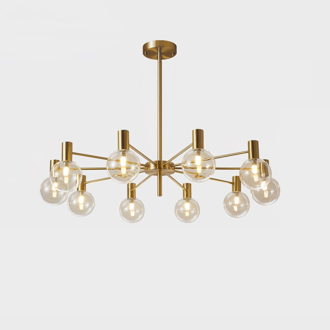 Lustra Chandelier Globe En Verre Cadre Doré Moderne - Neutralighting