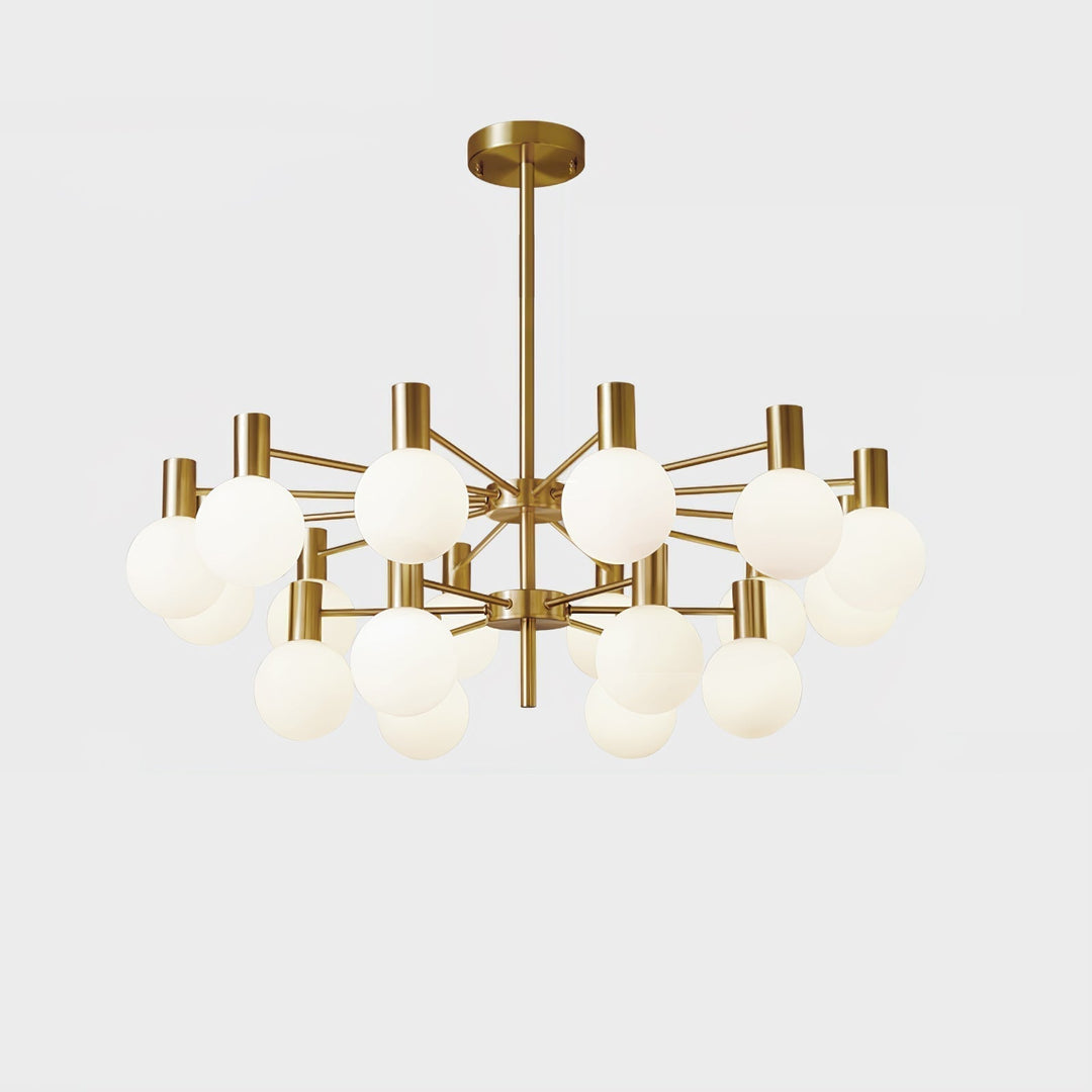 Lustra Chandelier Globe En Verre Cadre Doré Moderne - Neutralighting