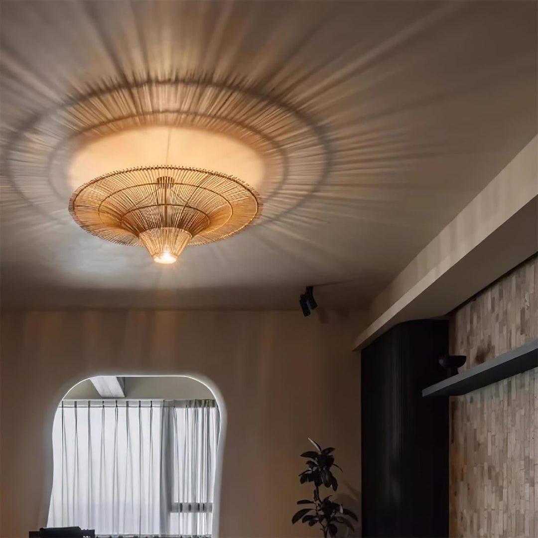 Juvio Lampe Suspension Rattan Tissée à la Main - Neutralighting