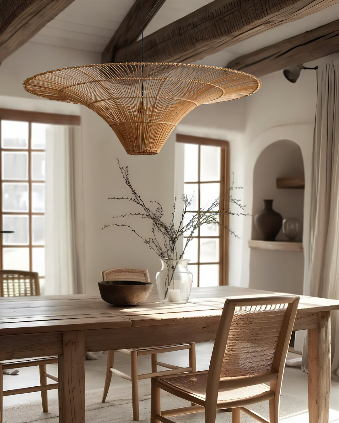 Juvio Lampe Suspension Rattan Tissée à la Main - Neutralighting