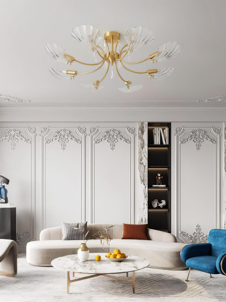 Lumara Chandelier en Verre Pétale et Laiton - Neutralighting