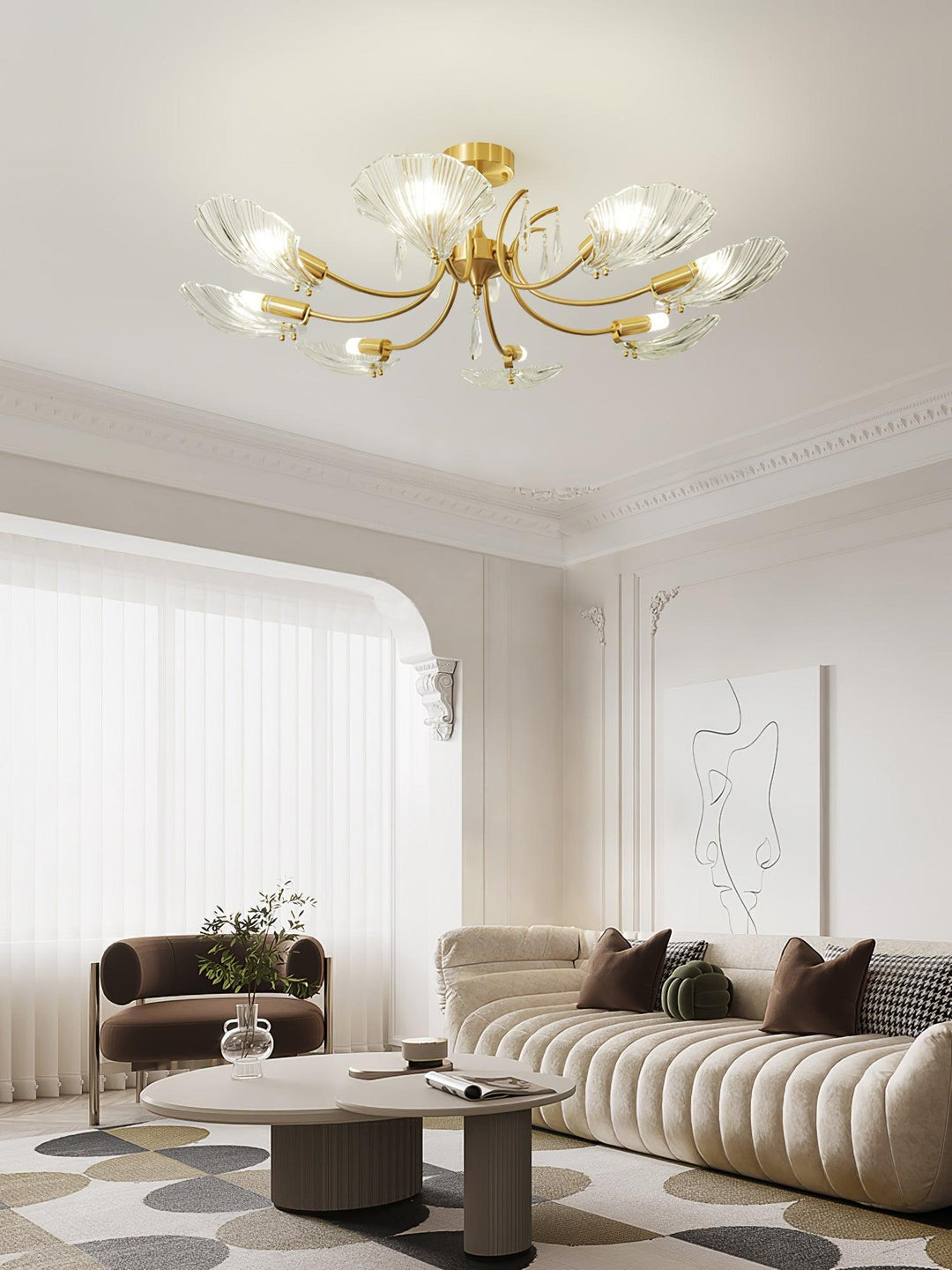 Lumara Chandelier en Verre Pétale et Laiton - Neutralighting