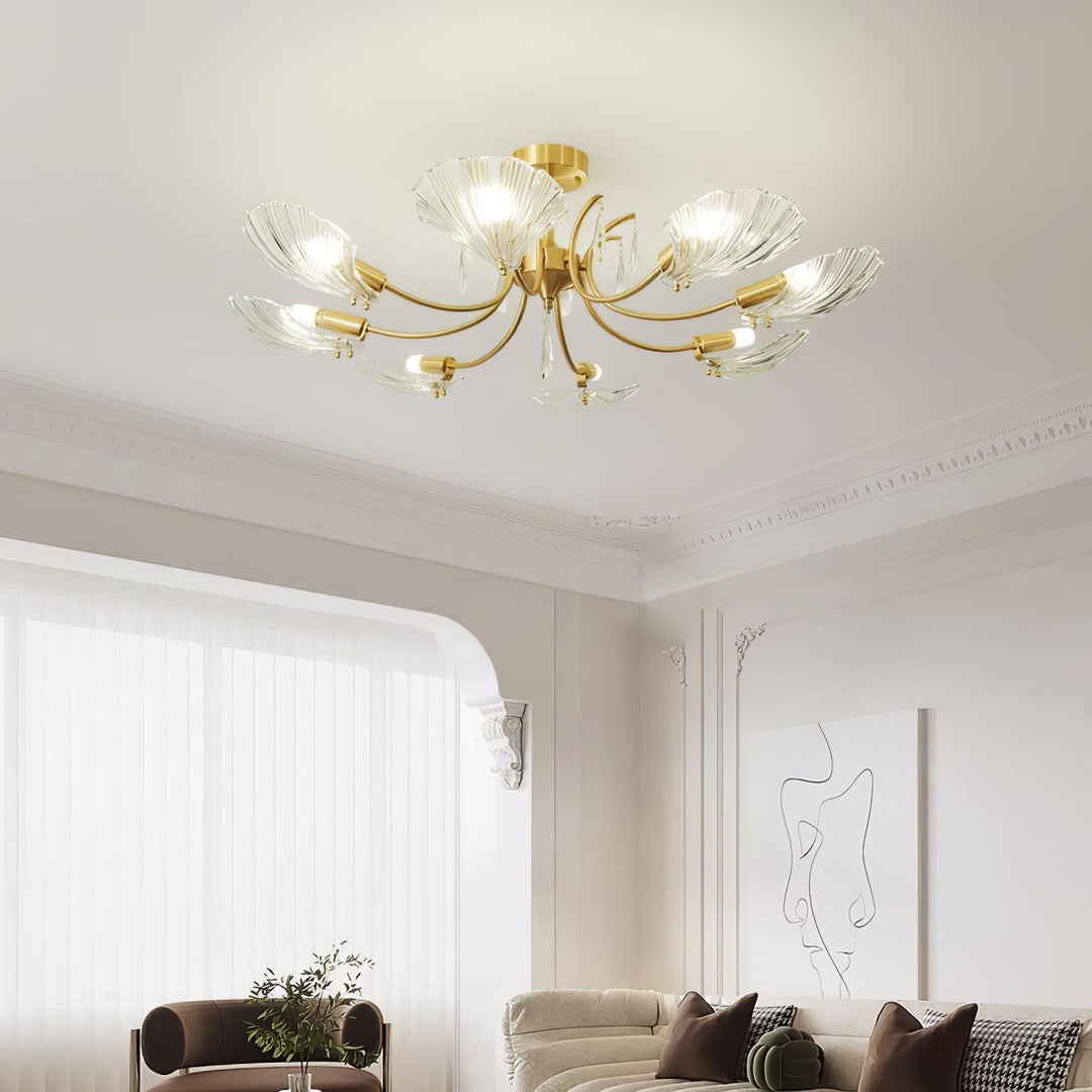 Lumara Chandelier en Verre Pétale et Laiton - Neutralighting