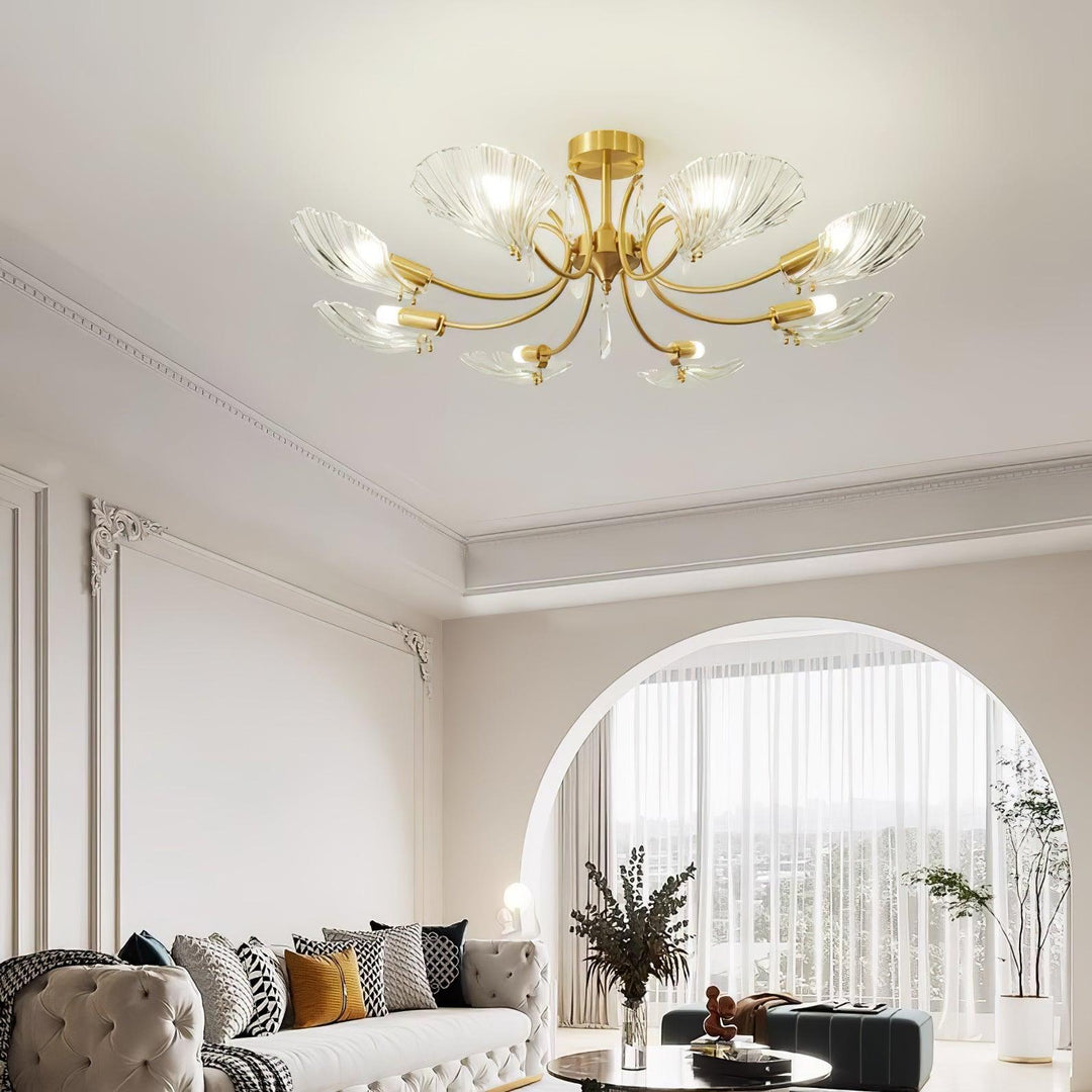 Lumara Chandelier en Verre Pétale et Laiton - Neutralighting