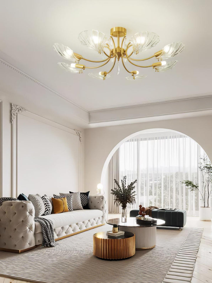 Lumara Chandelier en Verre Pétale et Laiton - Neutralighting