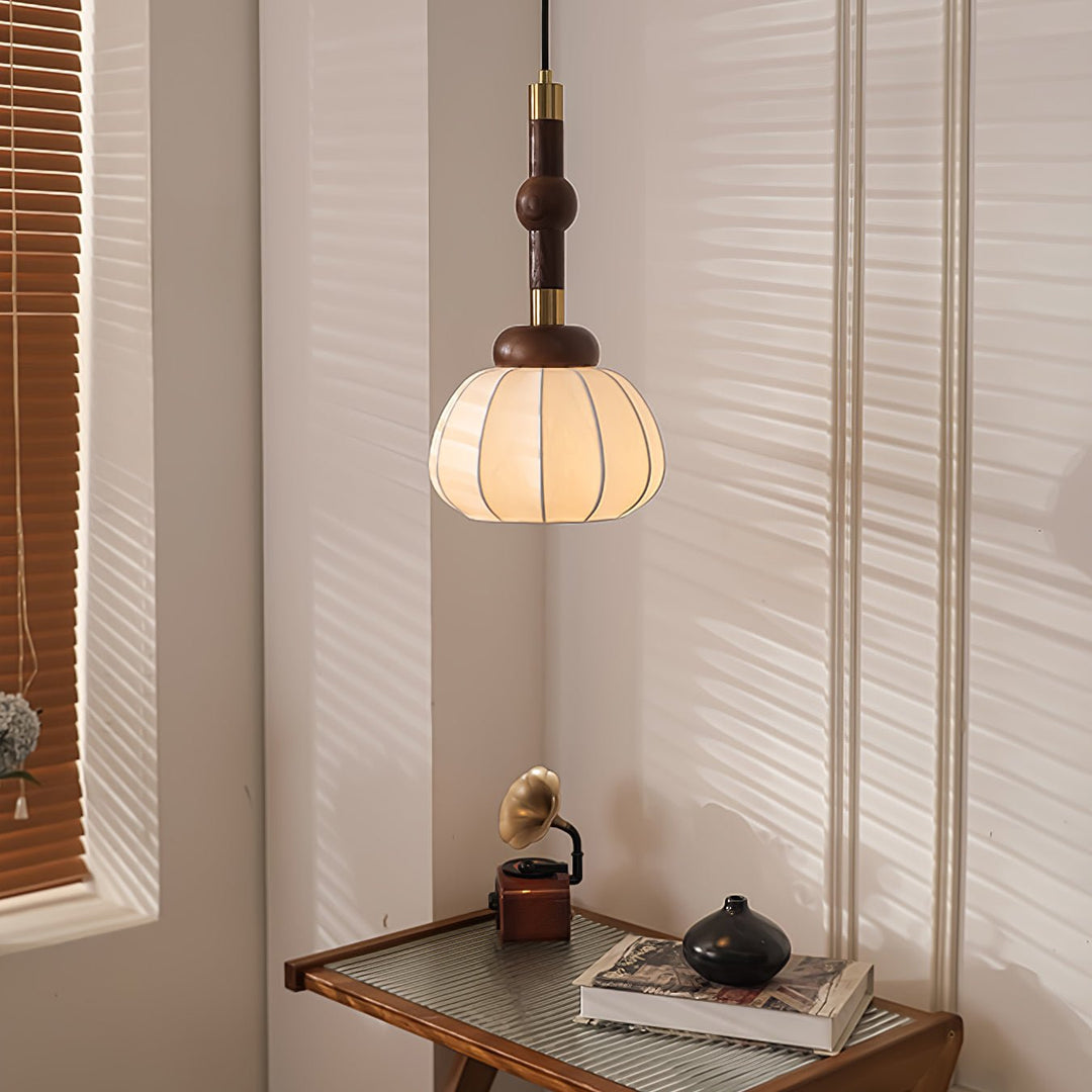 Solari Suspension en Bois et Soie Scandinave - Neutralighting