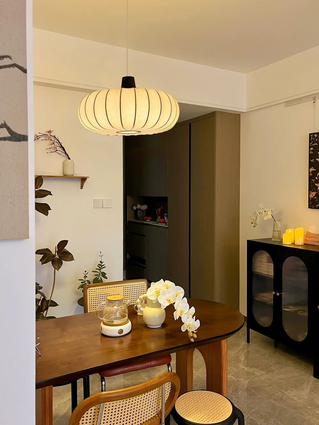 Solice Suspension Soie Bois Rétro - Neutralighting