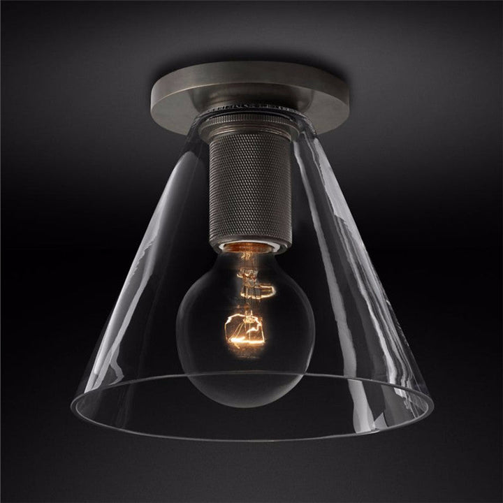Solara Lumière de Plafond Conique en Verre et Laiton Industrielle - Neutralighting
