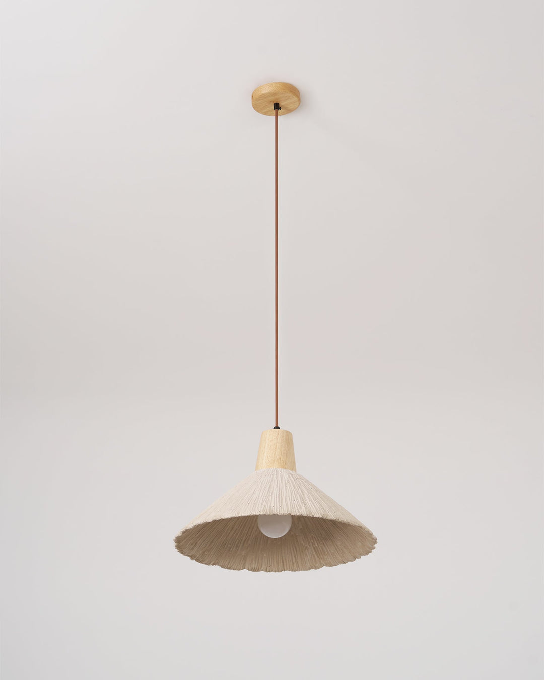 Suspension Bois Dessus Texturé Ciment Abat-jour Gris Naturel Japandi - Neutralighting