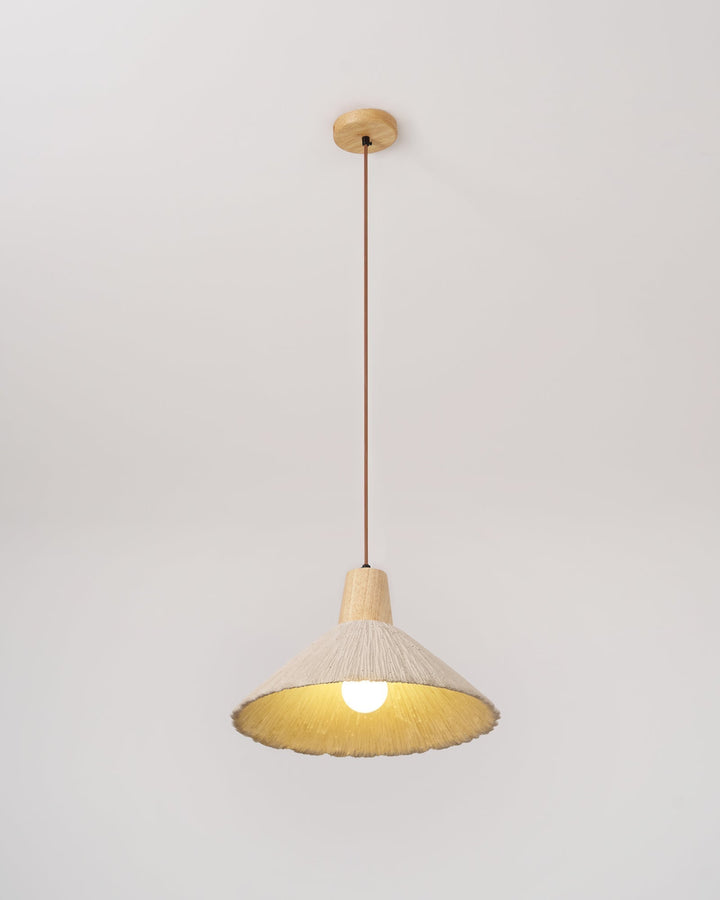 Suspension Bois Dessus Texturé Ciment Abat-jour Gris Naturel Japandi - Neutralighting