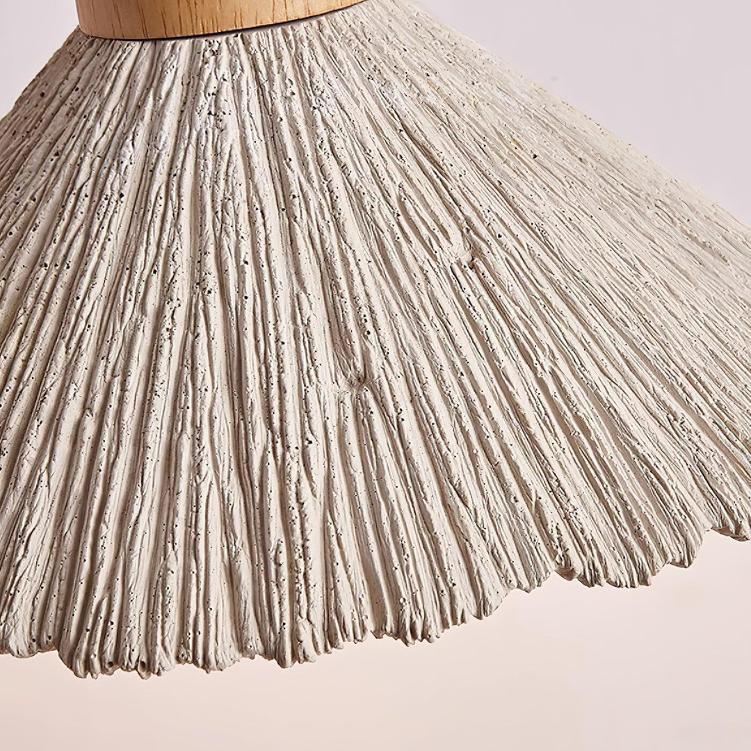 Suspension Bois Dessus Texturé Ciment Abat-jour Gris Naturel Japandi - Neutralighting