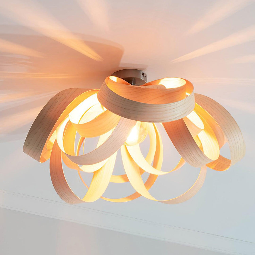 Veylo Lustra Plafonnier Ruban en Bois Élégant - Neutralighting