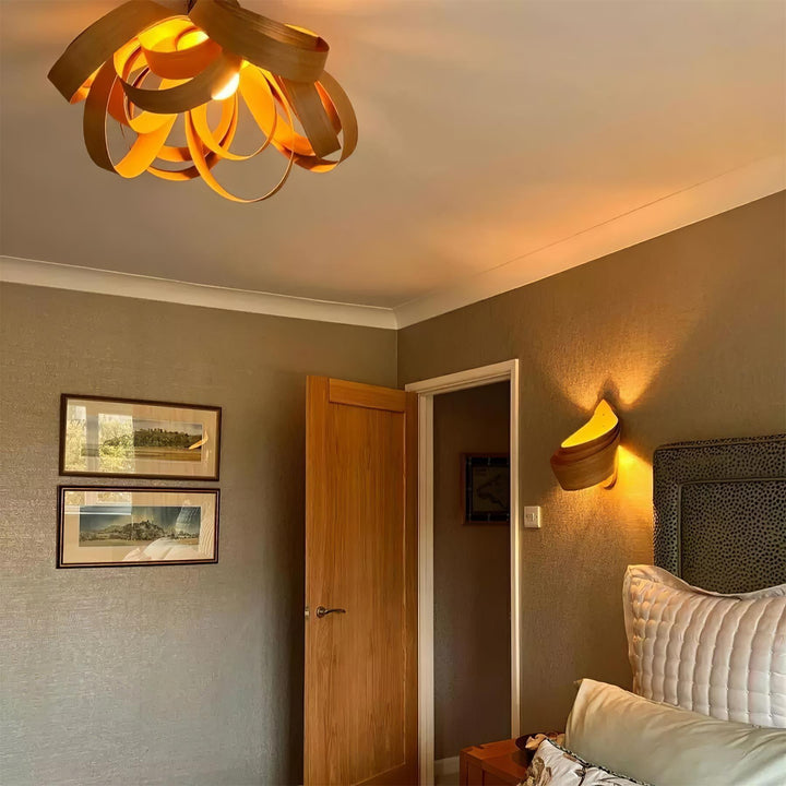Veylo Lustra Plafonnier Ruban en Bois Élégant - Neutralighting